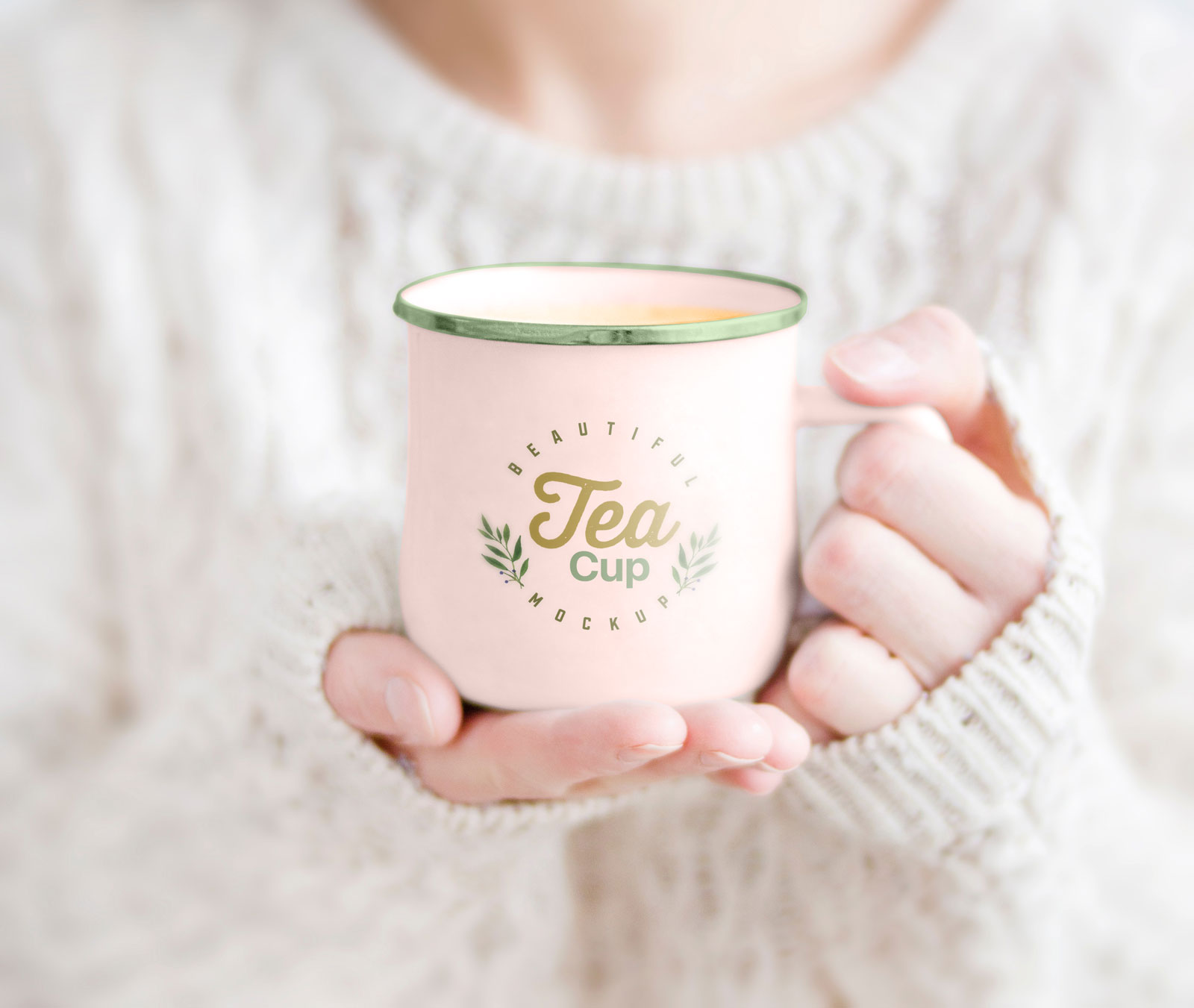 Download Female Holding Tea Cup Free Mockup Psd Designbolts