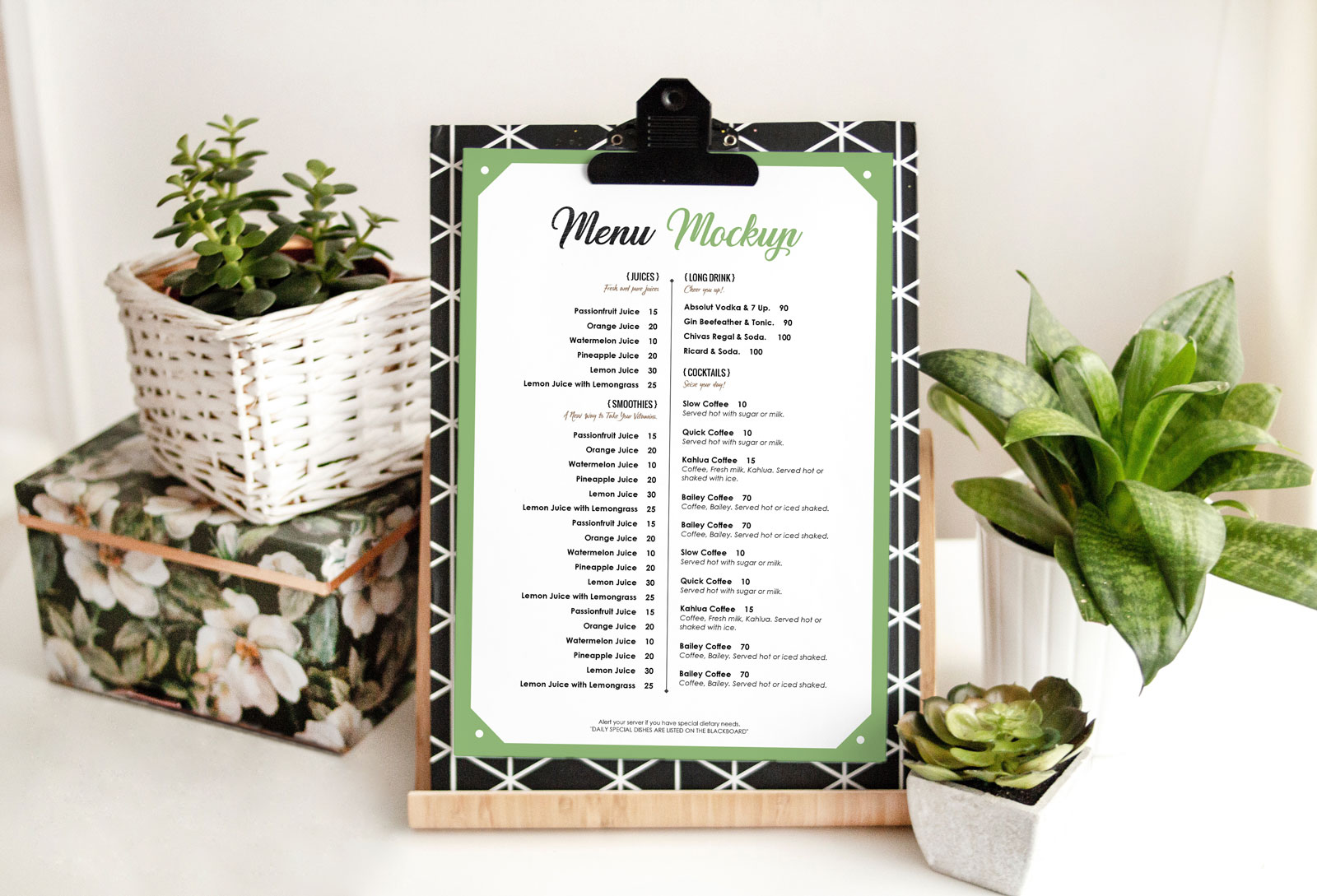 Download Free A4 Hotel / Restaurant Menu Design Mockup PSD | Designbolts