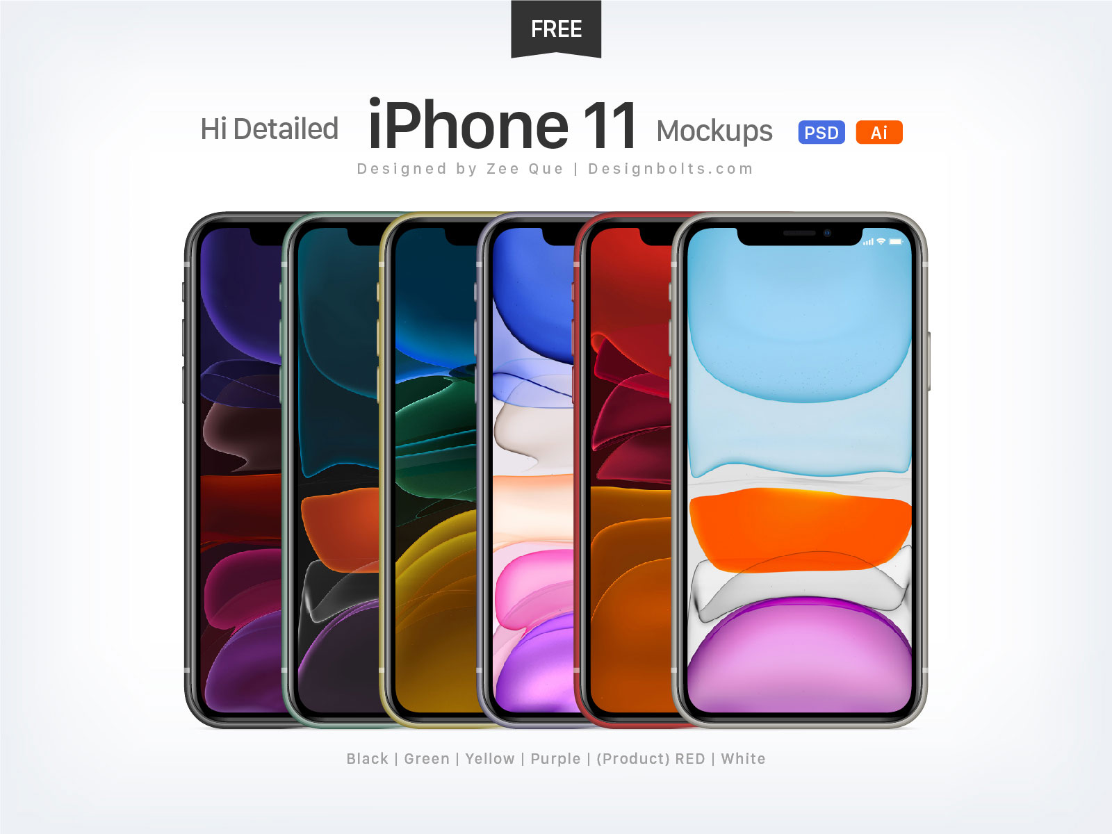 Download Free Apple iPhone 11, iPhone 11 Pro & iPhone Pro Max Mockup PSD & Ai | Designbolts