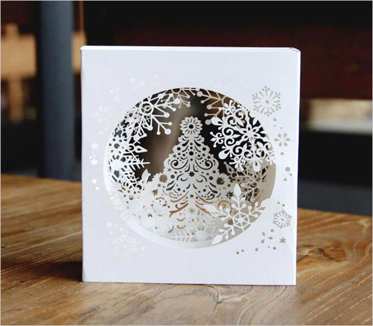 3D Greeting Cards Handmade Paper-cut Folding Christmas Holiday Postcard Gift  SI