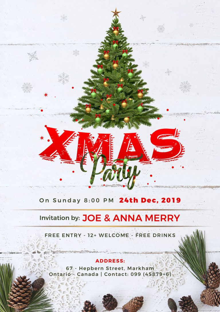 Free Christmas Party Flyer Design Template 2019 in PSD Format - Designbolts