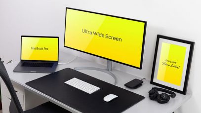 Free-Ultra-Wide-Screen-Monitor-MacBook-Pro-&-Frame-Mockup-PSD-FIle