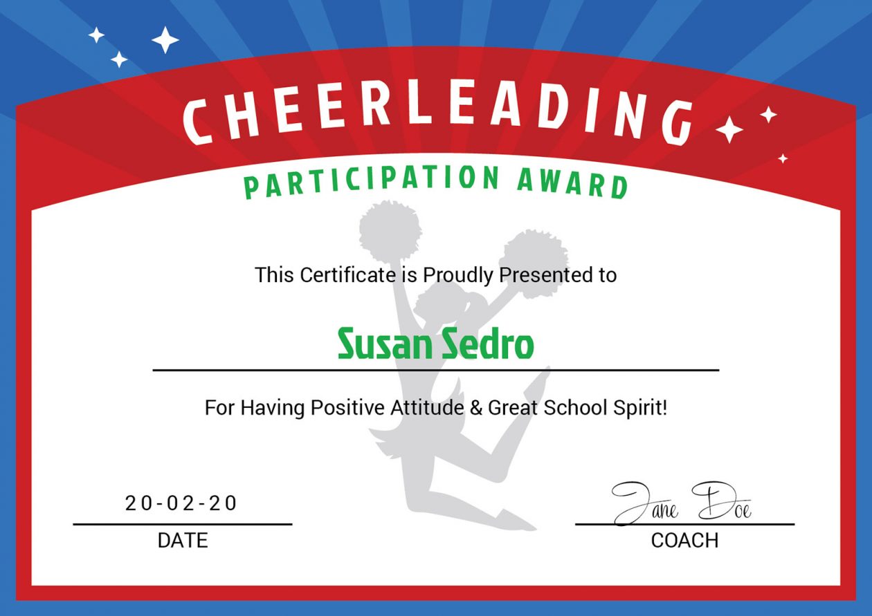 3 Free Cheerleader Award Certificate Design Templates in Ai & PDF