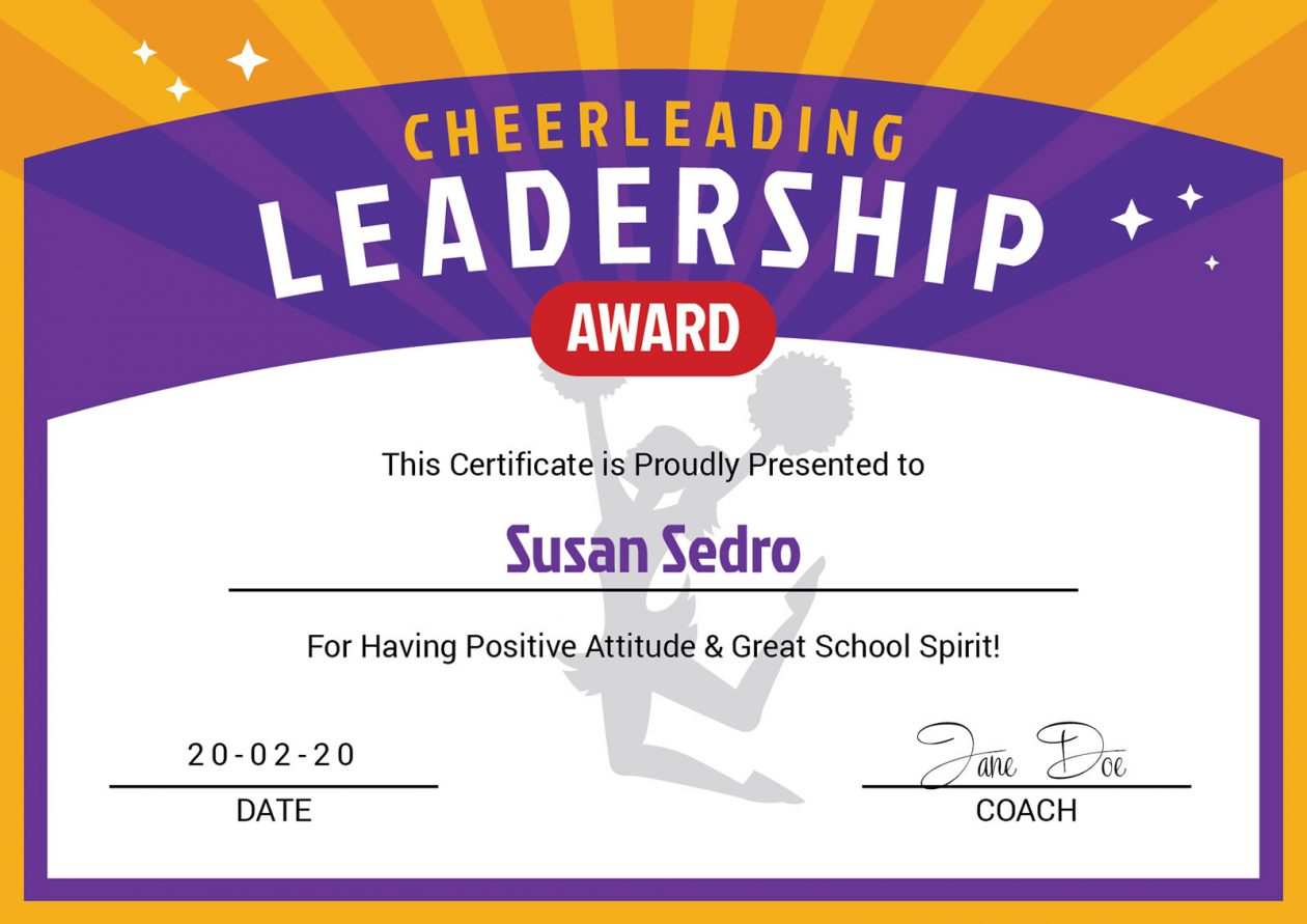 3 Free Cheerleader Award Certificate Design Templates in Ai & PDF