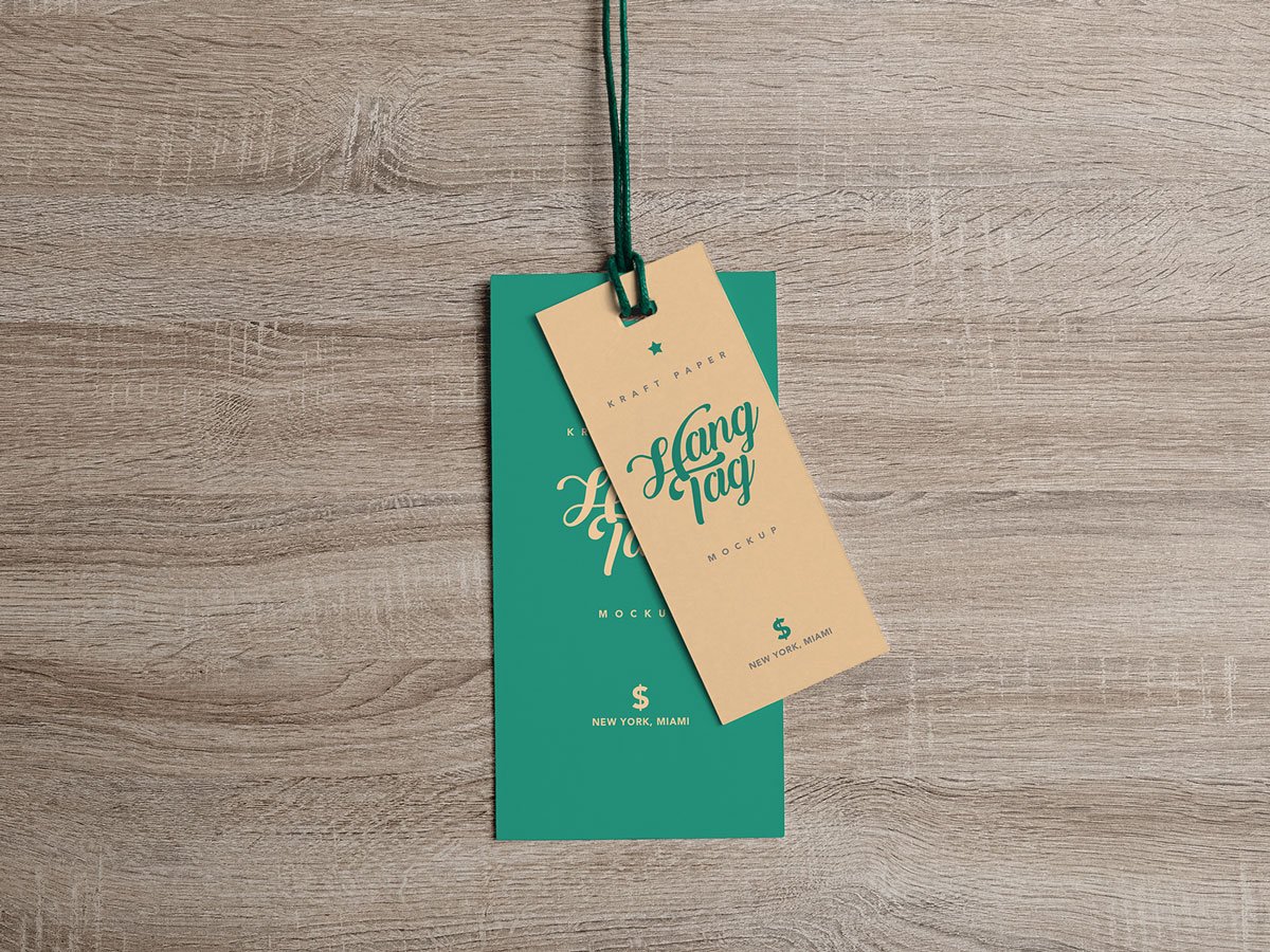 Download Free Dual Cloth Hanging Tag Mockup PSD | Designbolts