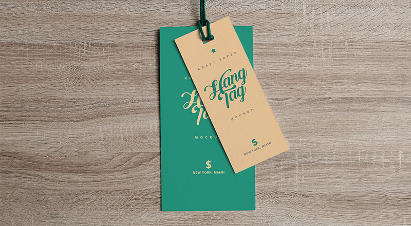Download Free Dual Cloth Hanging Tag Mockup PSD | Designbolts