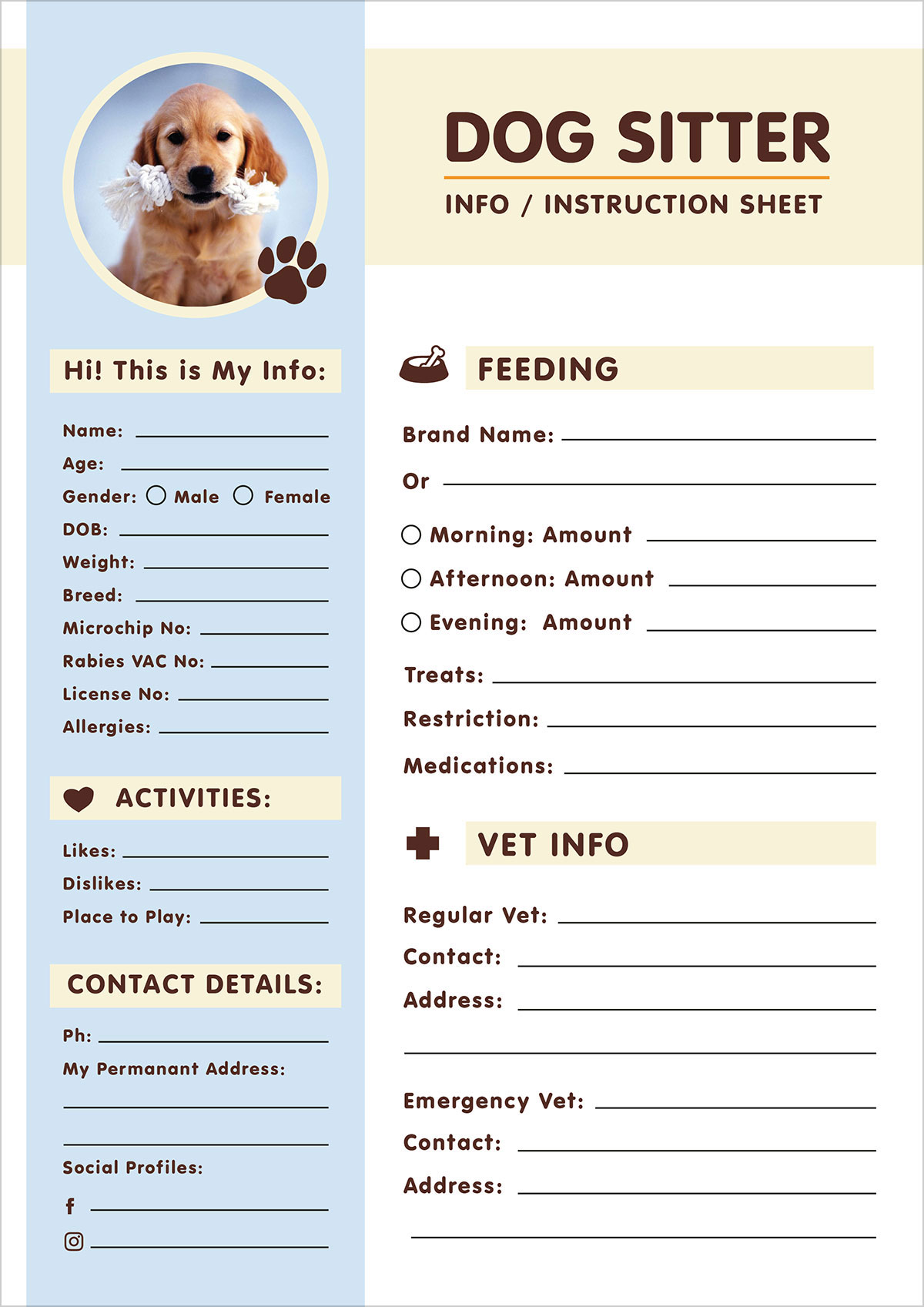 Printable Animal Fact Sheet Template