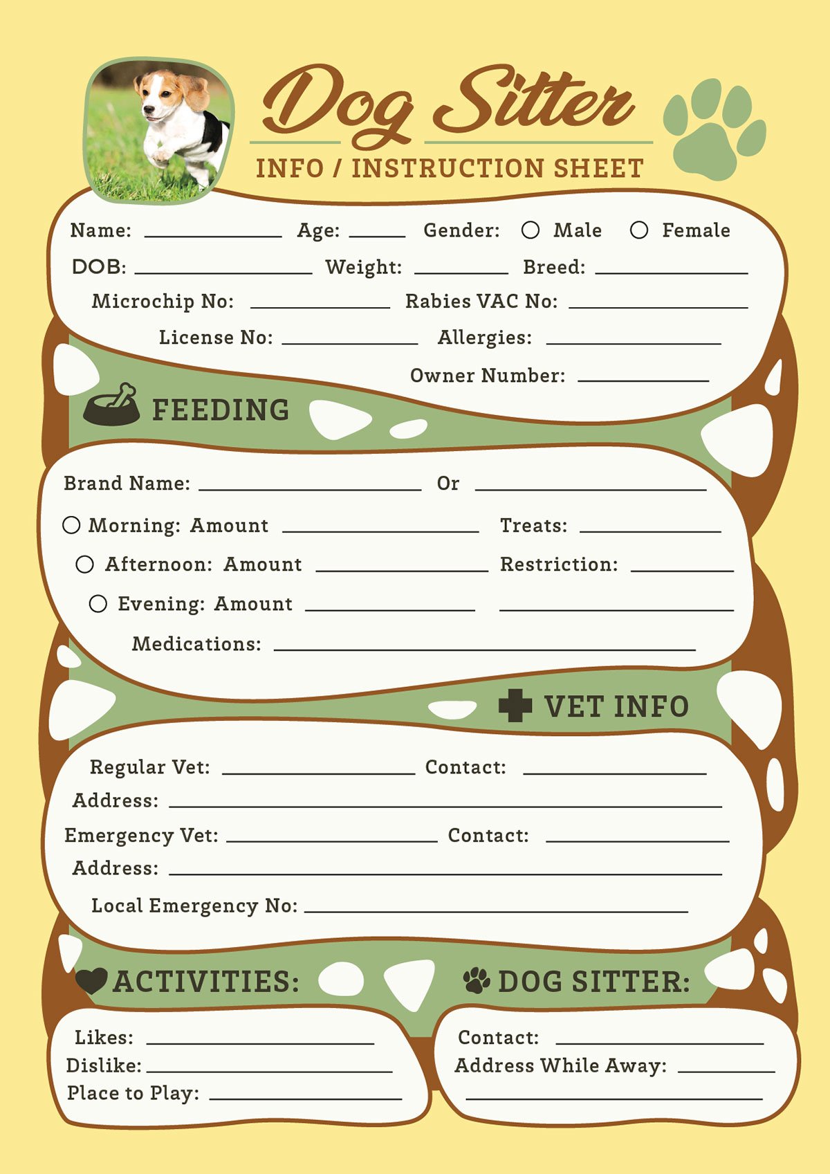 free-dog-sitter-instruction-information-sheet-design-template