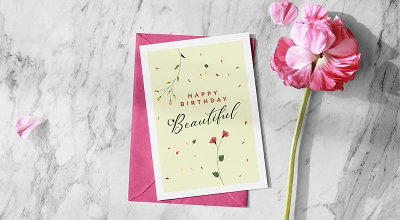 Download Free Beautiful Happy Birthday Greeting Card Design Envelope Mockup Psd Designbolts