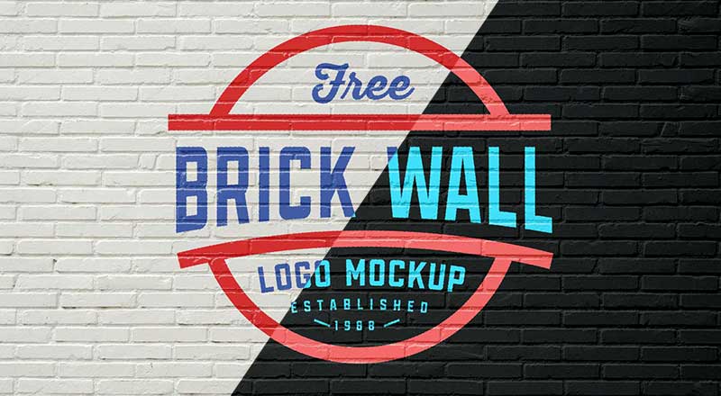 Download Free White Black Brick Wall Logo Mockup Psd Designbolts
