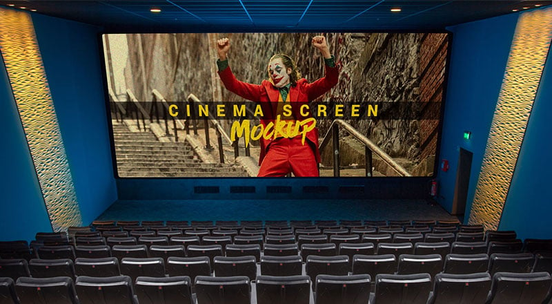 Download Free Cinema Movie Theater Hall Screen Mockup PSD | Designbolts