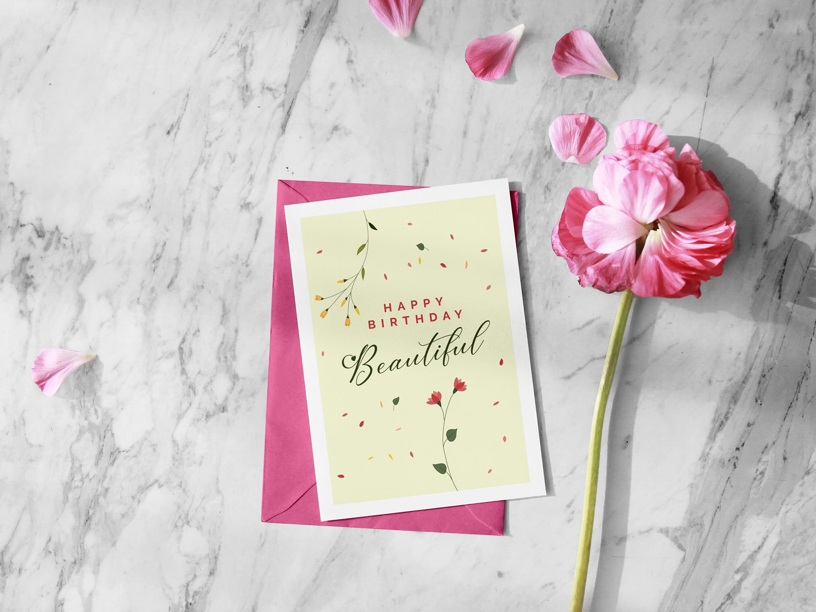 Download Free Beautiful Happy Birthday Greeting Card Design Envelope Mockup Psd Designbolts