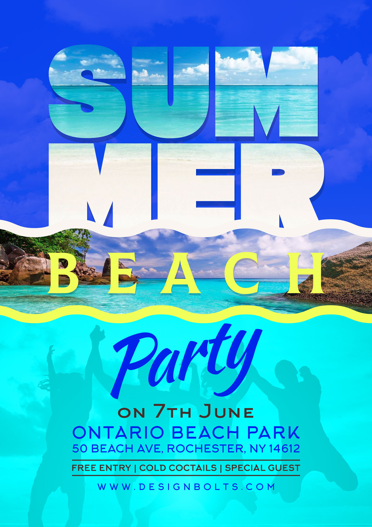 Free Summer Beach Party Flyer Design Template PSD Designbolts