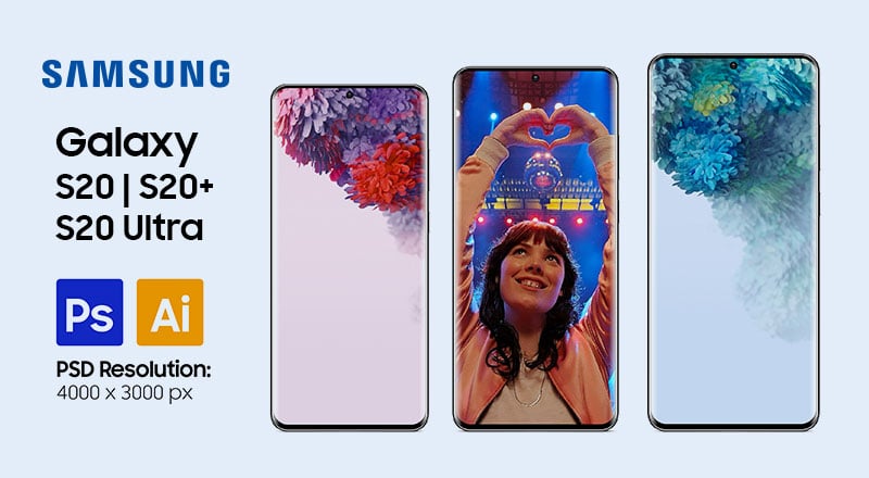free samsung galaxy s20 s20 s20 ultra 5g lte mockup best device for graphic design
