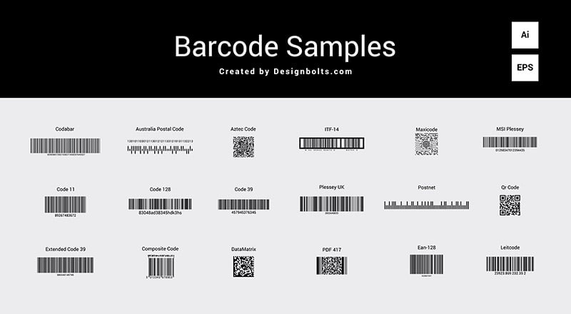 30+ Types of Barcodes | Dummy Barcode Code Vector File - Designbolts