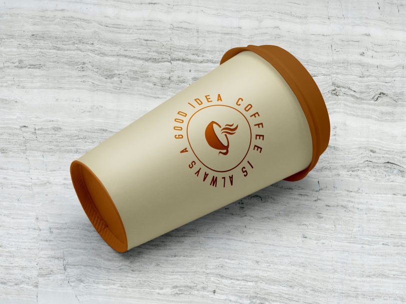 Download Free Paper Coffee Cup Lying on Floor Mockup PSD | Designbolts