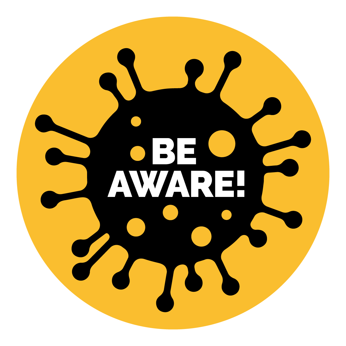 Be Aware from Coronavirus Sign, Symbol, Badge, Icon & Sticker Printable Free Vector