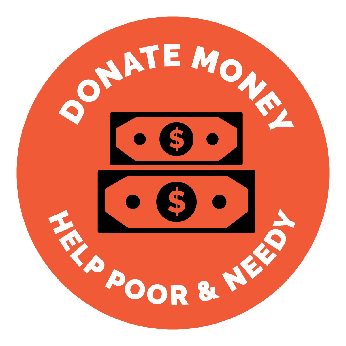 Donate Money Help Poor & Needy Sign, Symbol, Badge, Icon & Sticker Printable Free Vector