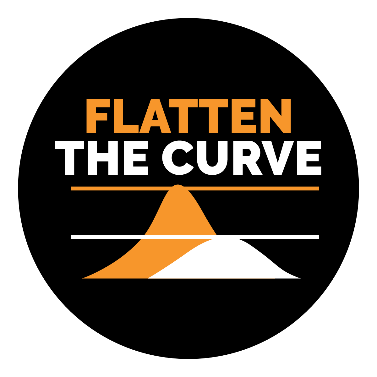 Flatten The Curve Sign, Symbol, Badge, Icon & Sticker Printable Free Vector