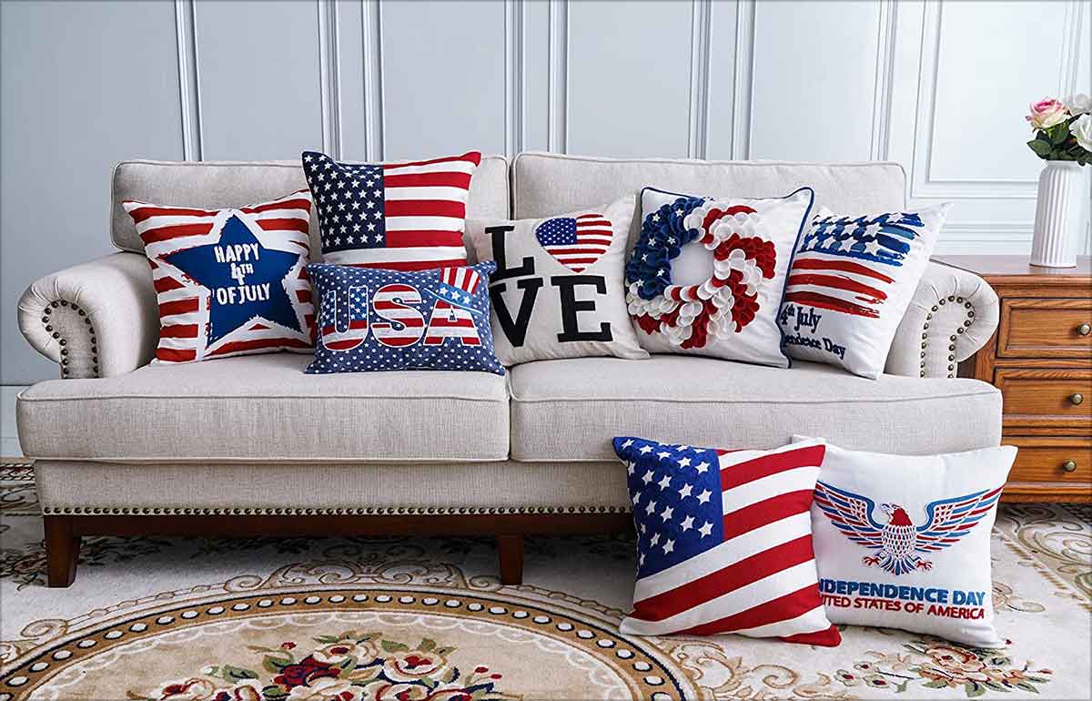 4th of July Decorations Pillow Cases,4 Pack 18x18 Independence Day