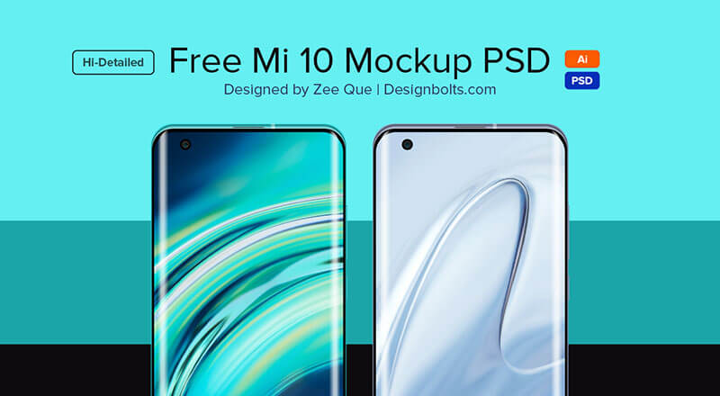 Download Free Mi 10 Mockup PSD & Ai | Designbolts
