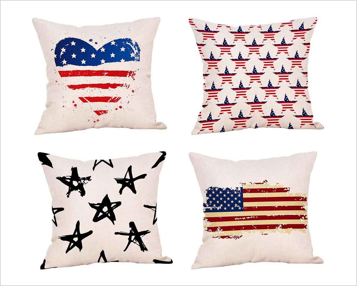 Wenini Decorative Throw Pillow Case for Independence Day 4th of July Pillow Cover Cushion Cover for Sofa Couch Bed and Car Set Home Decor 45X45cm/18x18inch 