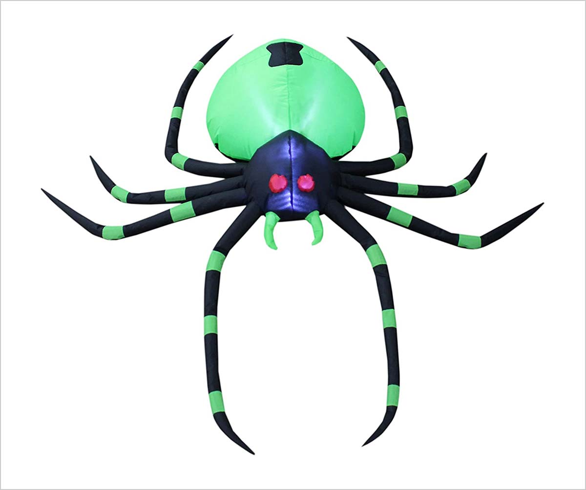 Halloween Inflatable Outdoor Spider Decorations 6FT,Build-in LED Light with Skull Horror Pattern,Giant Black Aerated Yard Decor for Home,Lawn,Garden 