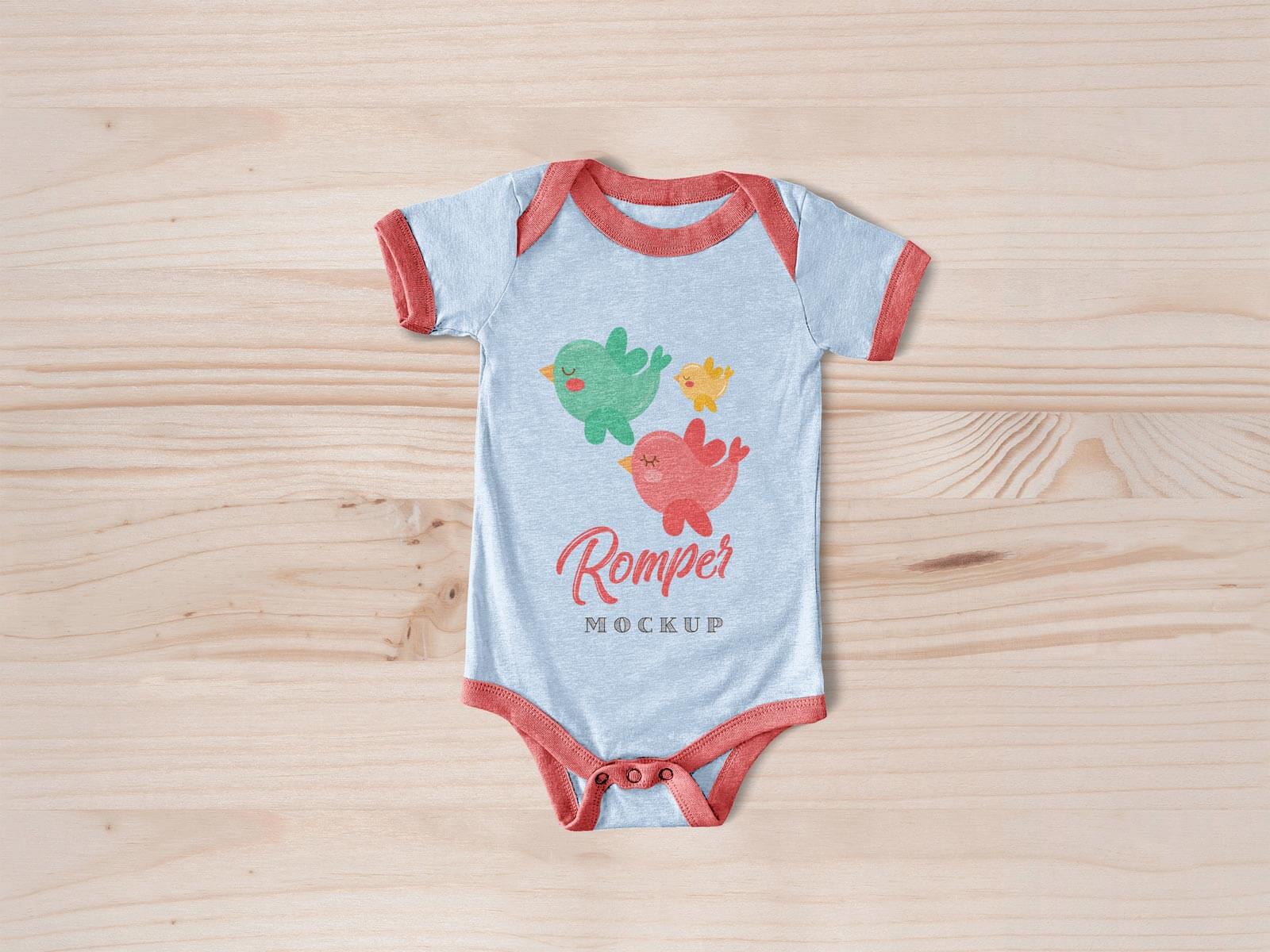 Download Free Cute Newborn Baby Romper Bodysuit Mockup PSD ...