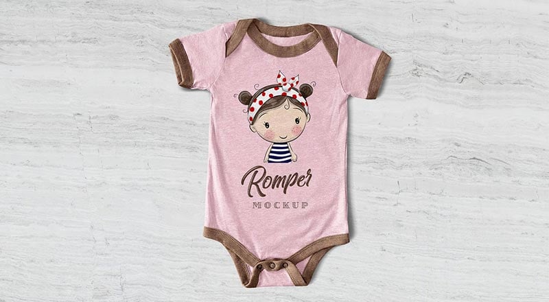 Download Free Cute Newborn Baby Romper Bodysuit Mockup PSD ...