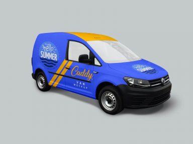 Download Free Volkswagen Caddy Van Vehicle Mockup PSD | Designbolts