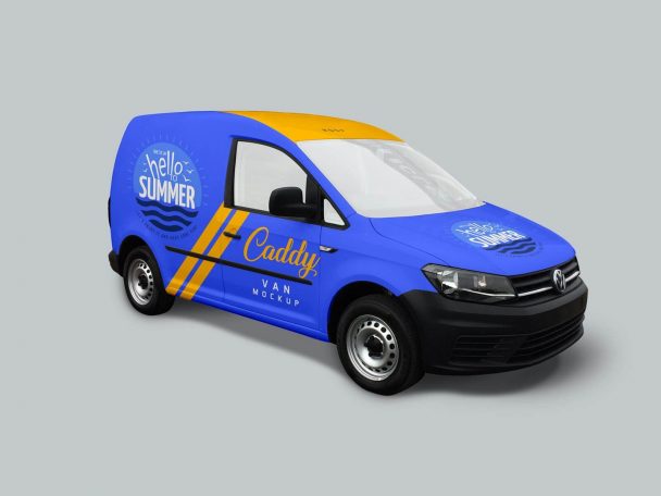 Download Free Volkswagen Caddy Van Vehicle Mockup PSD | Designbolts