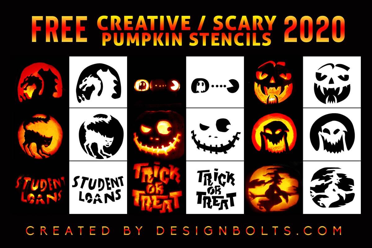 10 Free Cool, Creative & Scary Halloween Pumpkin Carving Stencils ...
