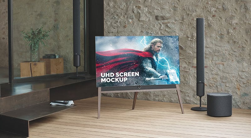 Free UHD TV LCD Screen Mockup PSD | Designbolts