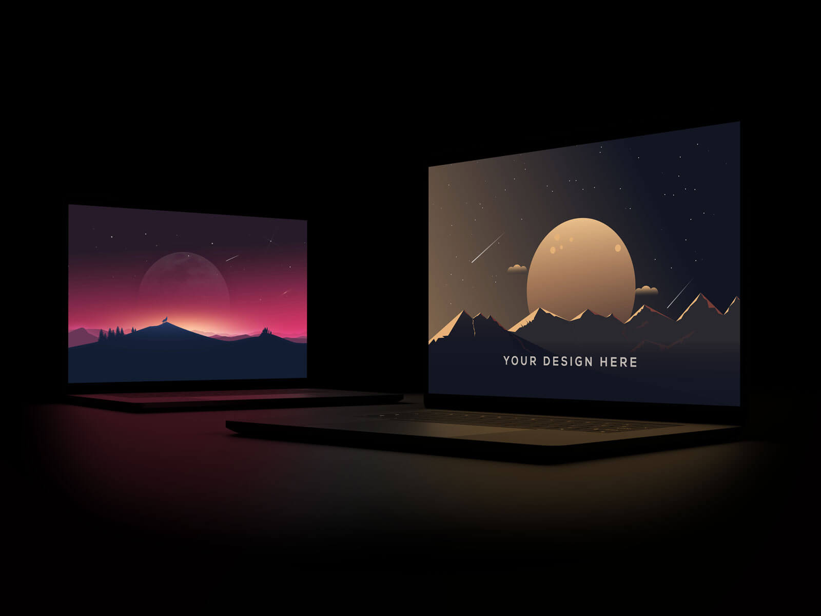 Download Free Laptop Notebook In Darkness Mockup Psd Designbolts