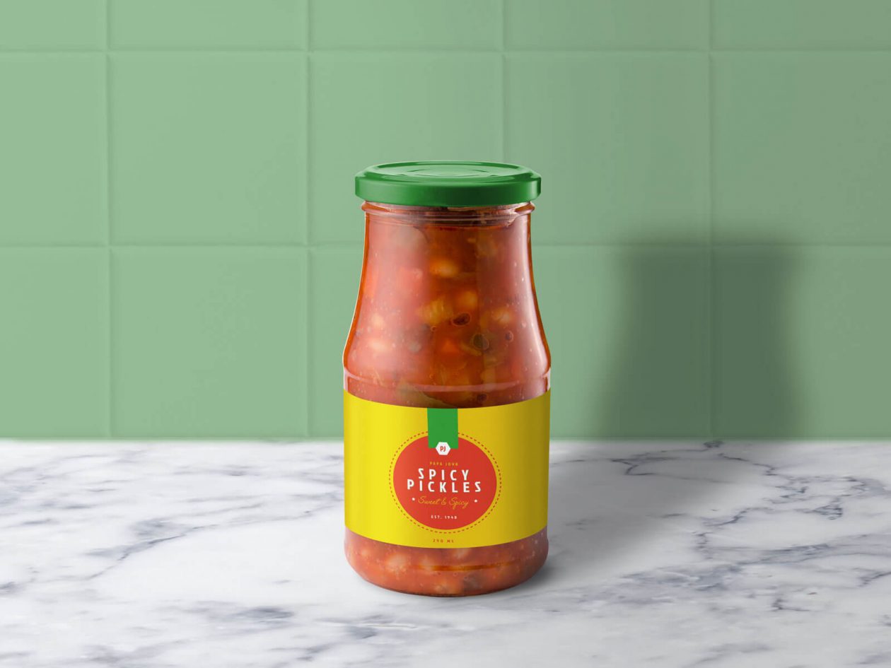 Free Ready Made Meal / Pickle Bottle Mockup PSD - Designbolts