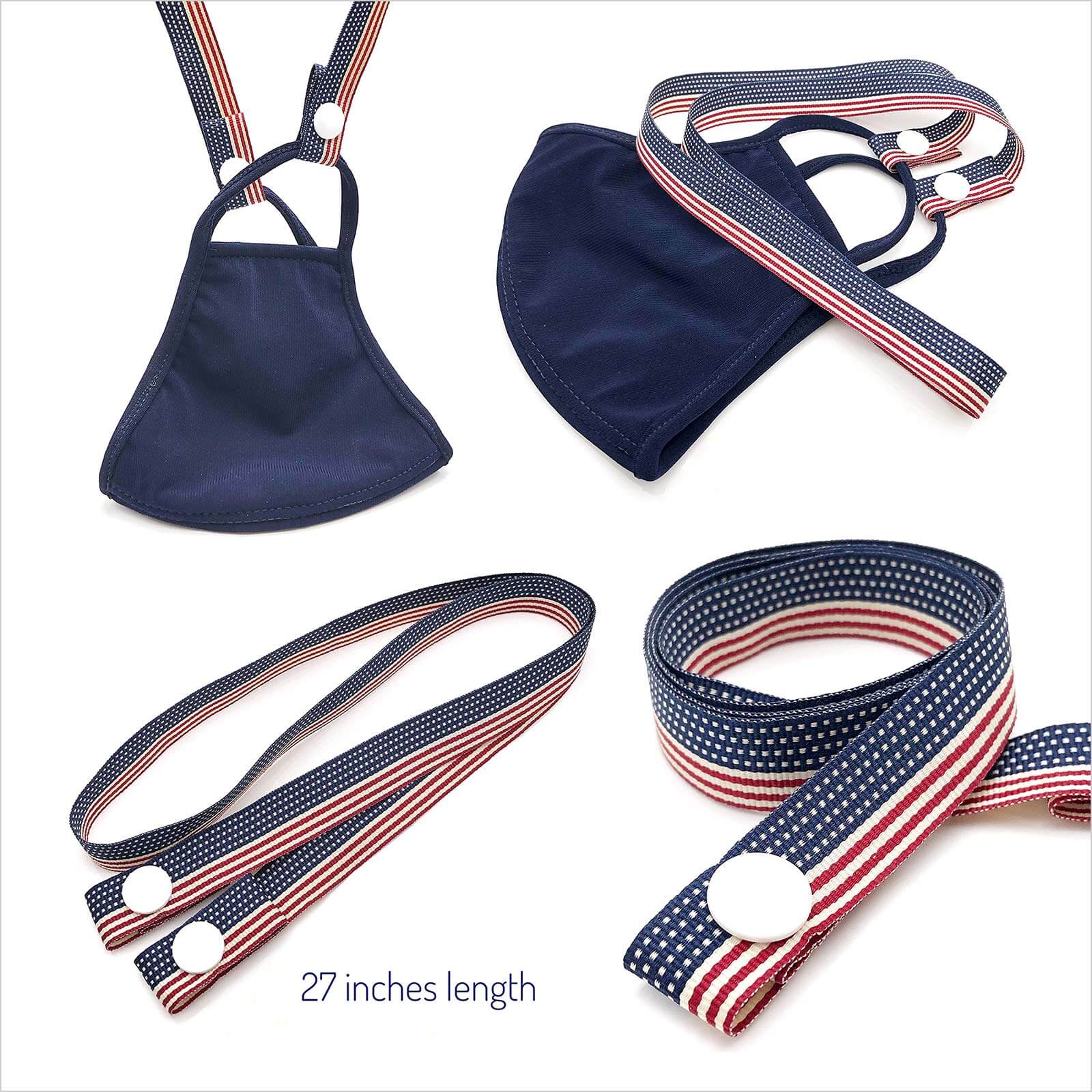 5Pcs Adjustable Length Mask Lanyard with Metal Clip,Handy&Convenient Safety Mask Chain Holder Hanger Rest for Kids Women Men Senior Adults Comfortable Around The Neck Face_Mask. Black 