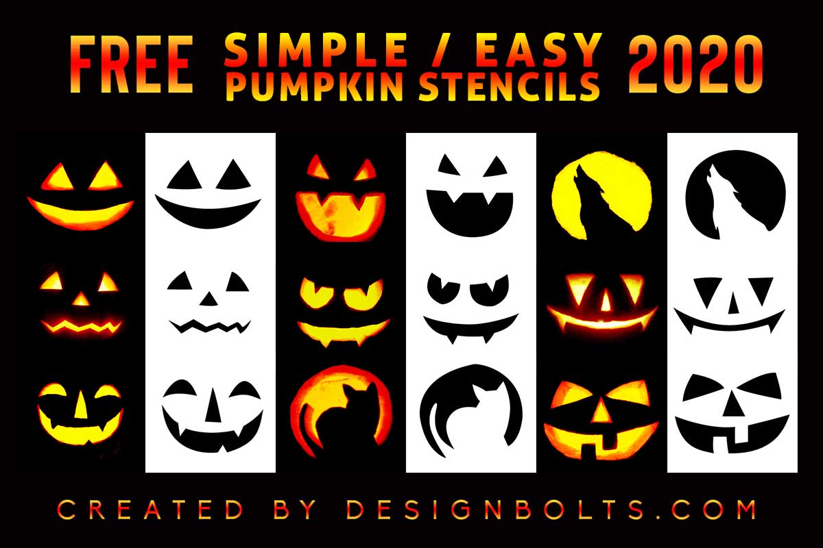 10 Free Easiest Pumpkin Carving Stencils 2020 for Kids & Beginners.