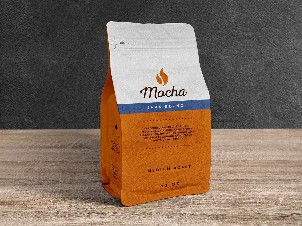Free Coffee Pouch Packaging Bag Mockup PSD - Designbolts