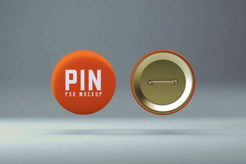 Free Pin Badge Button Mockup PSD - Designbolts