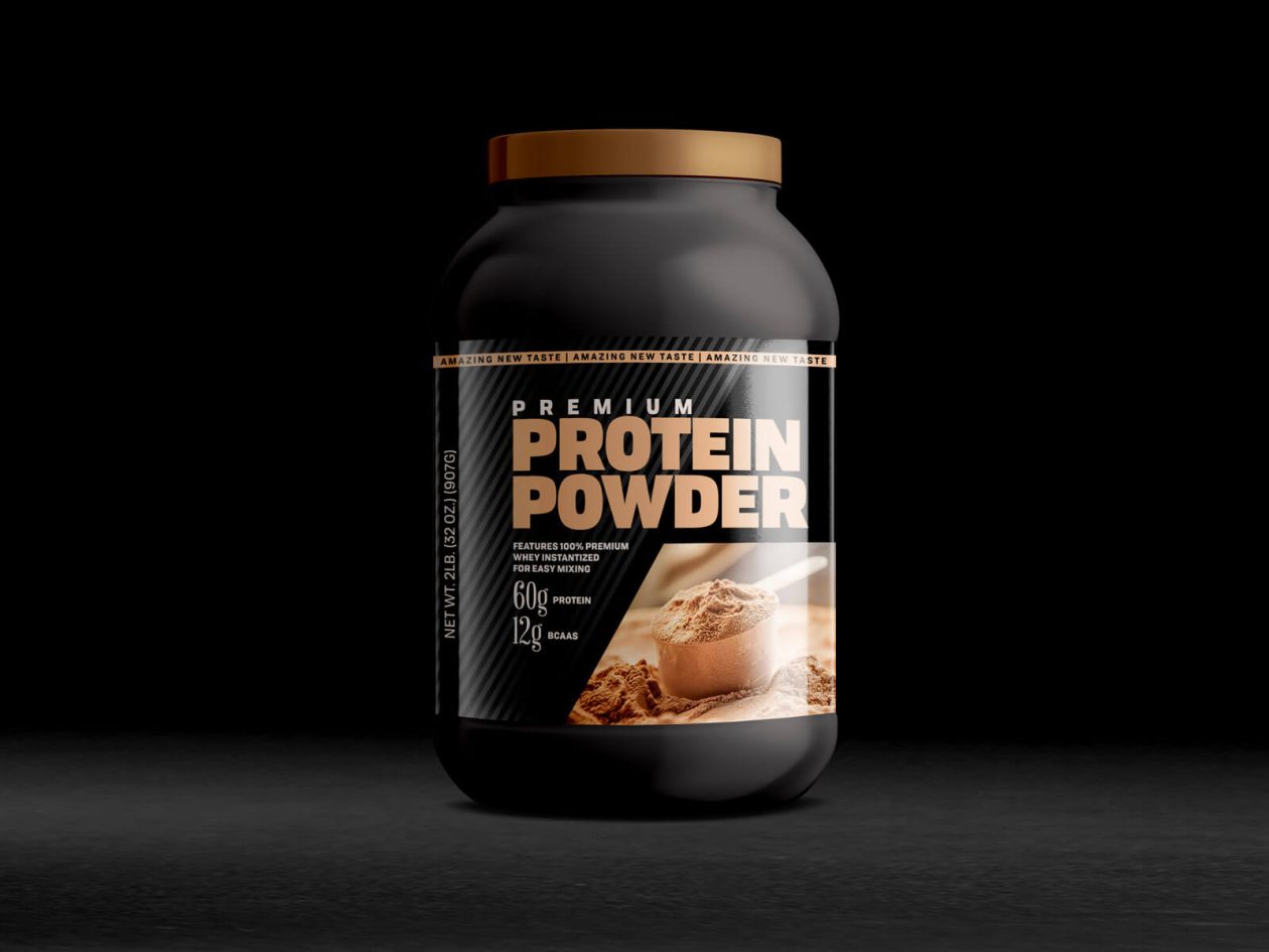 Free Protein Powder Bottle Mockup PSD Designbolts
