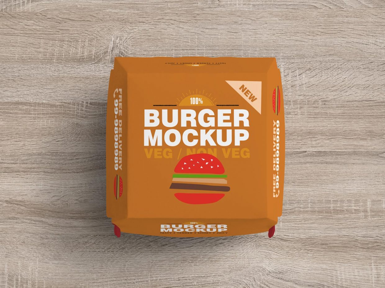 Download Free Top View Burger Box Mockup PSD | Designbolts