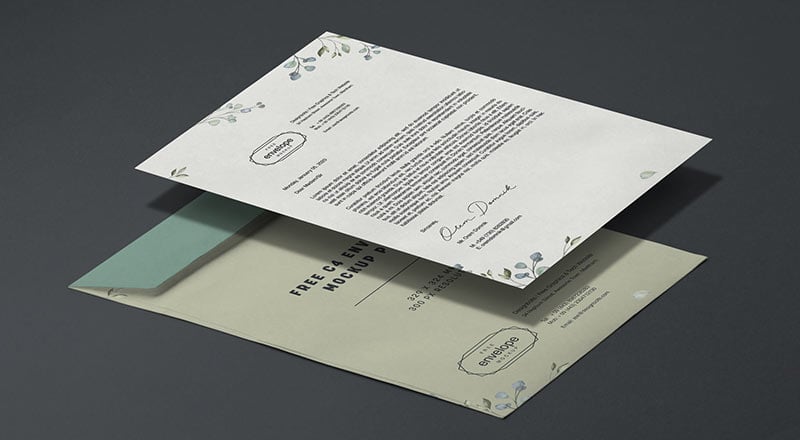 Download Free A4 Letterhead & C4 Envelope Mockup PSD | Designbolts
