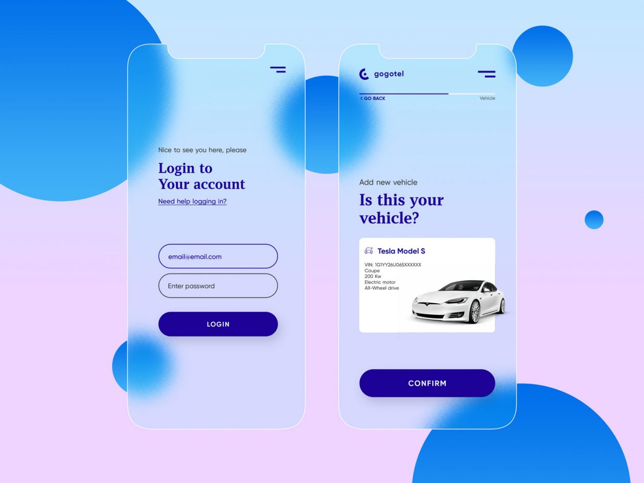 Free Frosted Glass Mobile App User Interface Mockup PSD