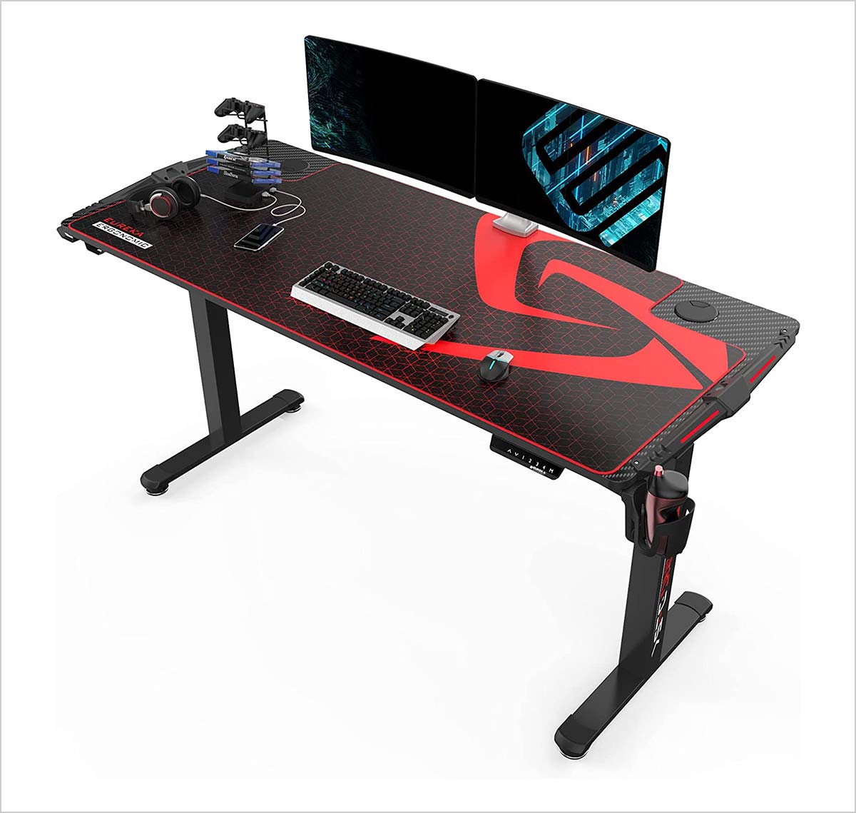 Designa Computer Desk Racing Style, 47 inch Gaming Desk, Writing Home Office Desk with Free Mouse Pad, USB Handle Rack, Cup Hold