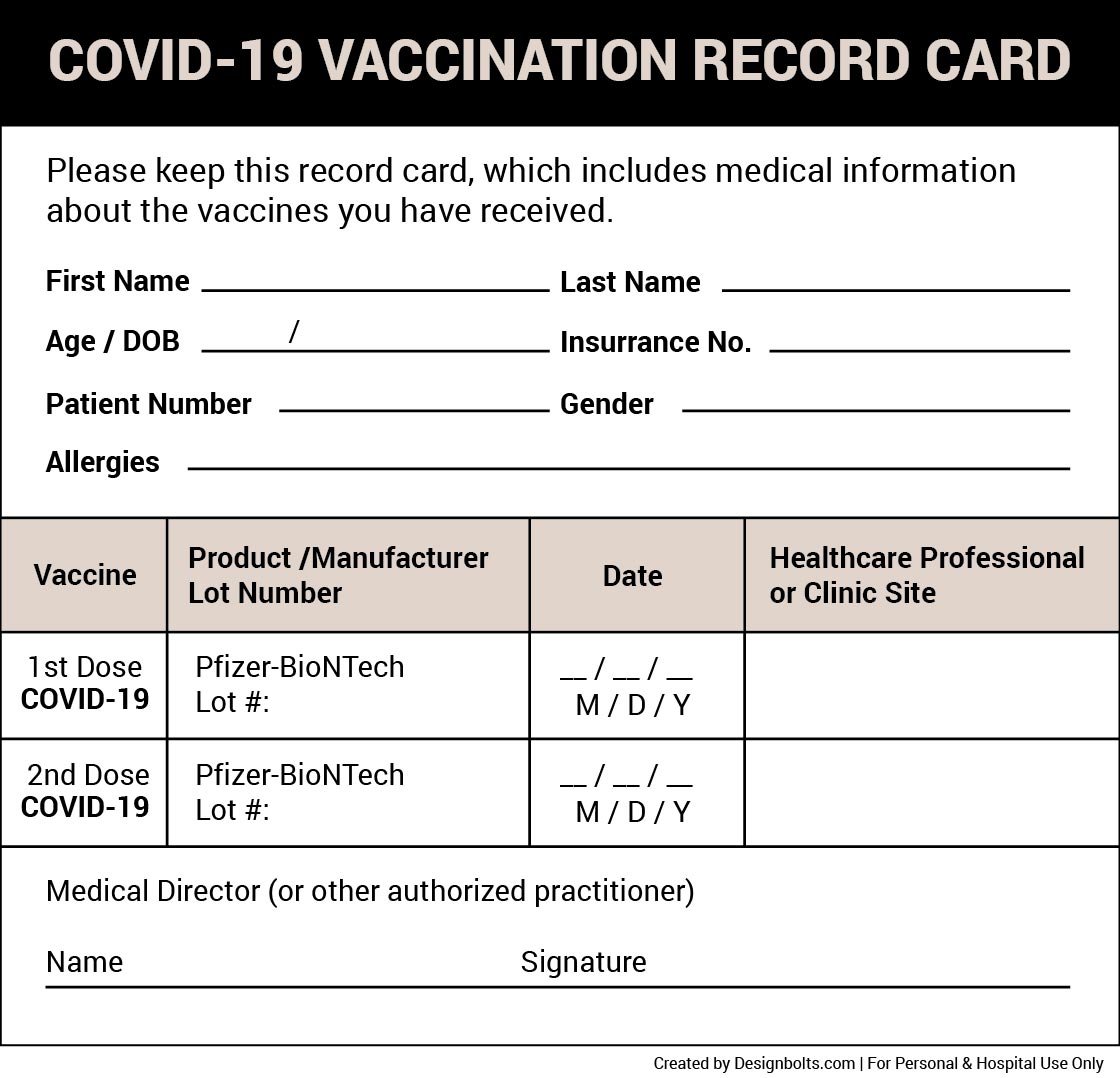 Free Printable Vaccination Card Template