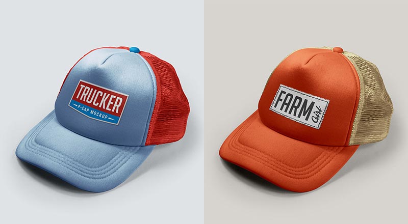 Download Free Men Women Summer Trucker P Cap Mockup Psd Designbolts