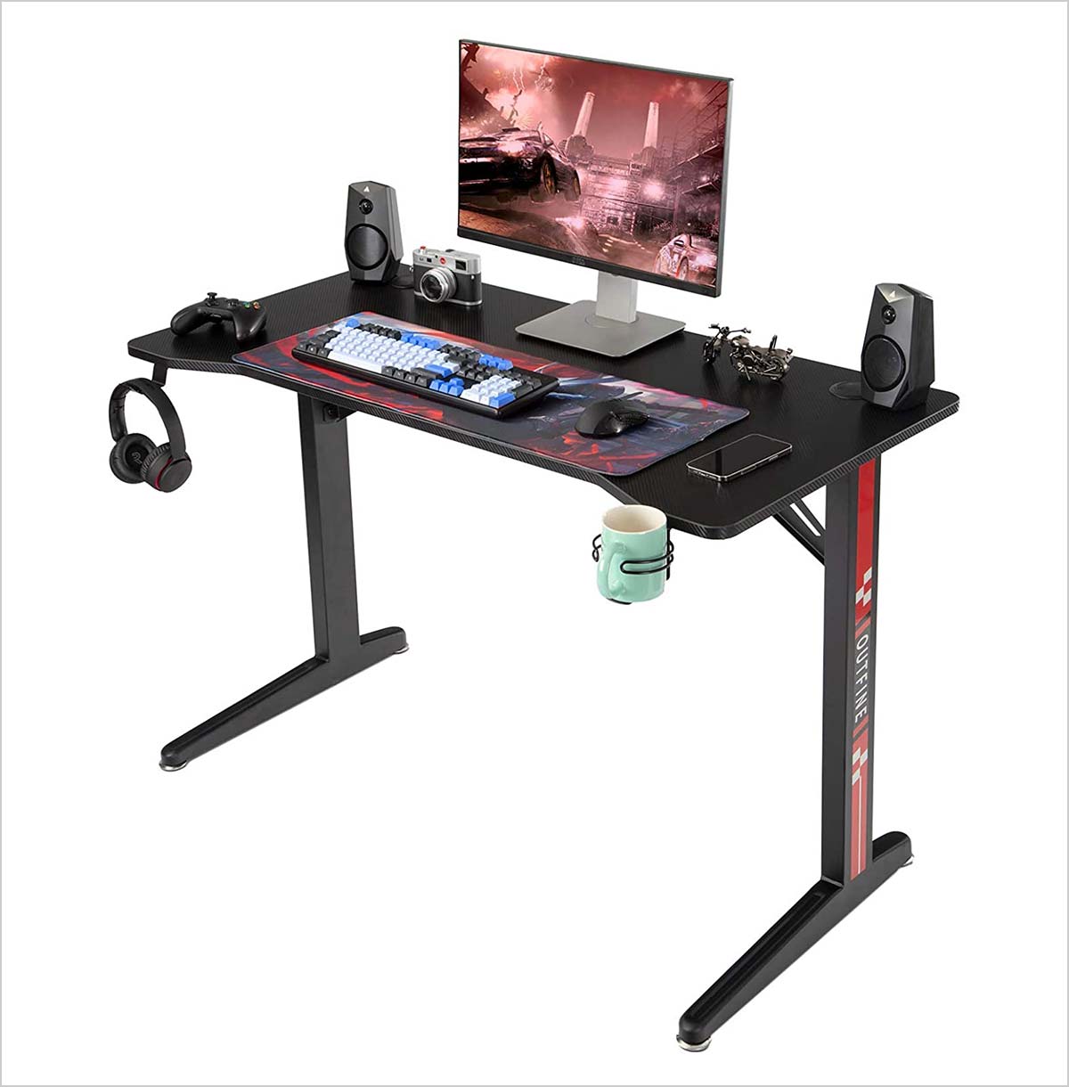 DESINO Gaming Desk 32 Inch PC Computer Desk, Home Office Desk Table Gamer  Workstation, Simple Game Table, Black