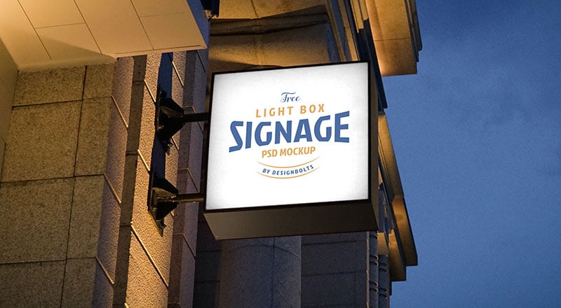 Download Free Square Wall Mounted Sign Lightbox Mockup PSD ...