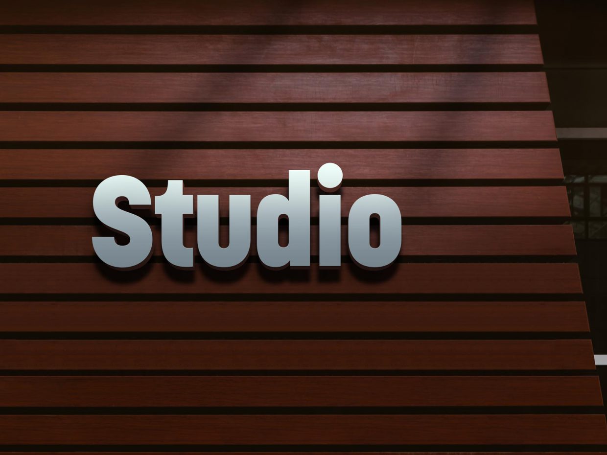 Free Design Studio 3D Logo Mockup PSD - Designbolts