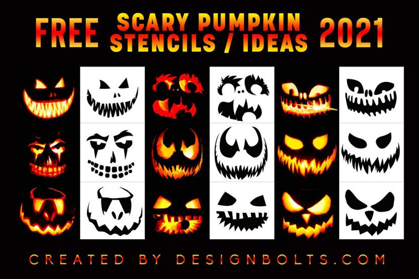 10 Free Scary Pumpkin Carving Stencils, Ideas, Templates & Printable ...